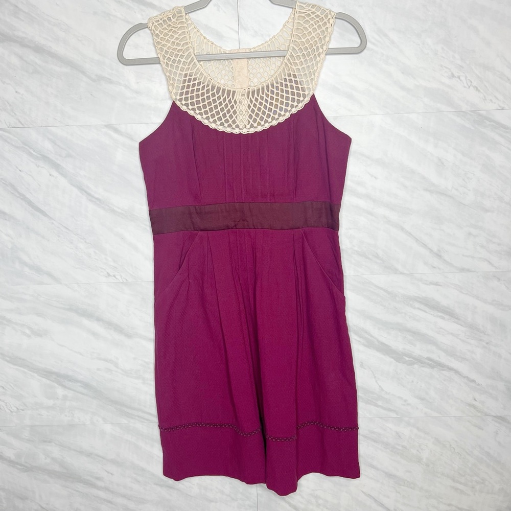 ANTHROPOLOGIE FLOREAT Crochet Lace Collar Dress 6